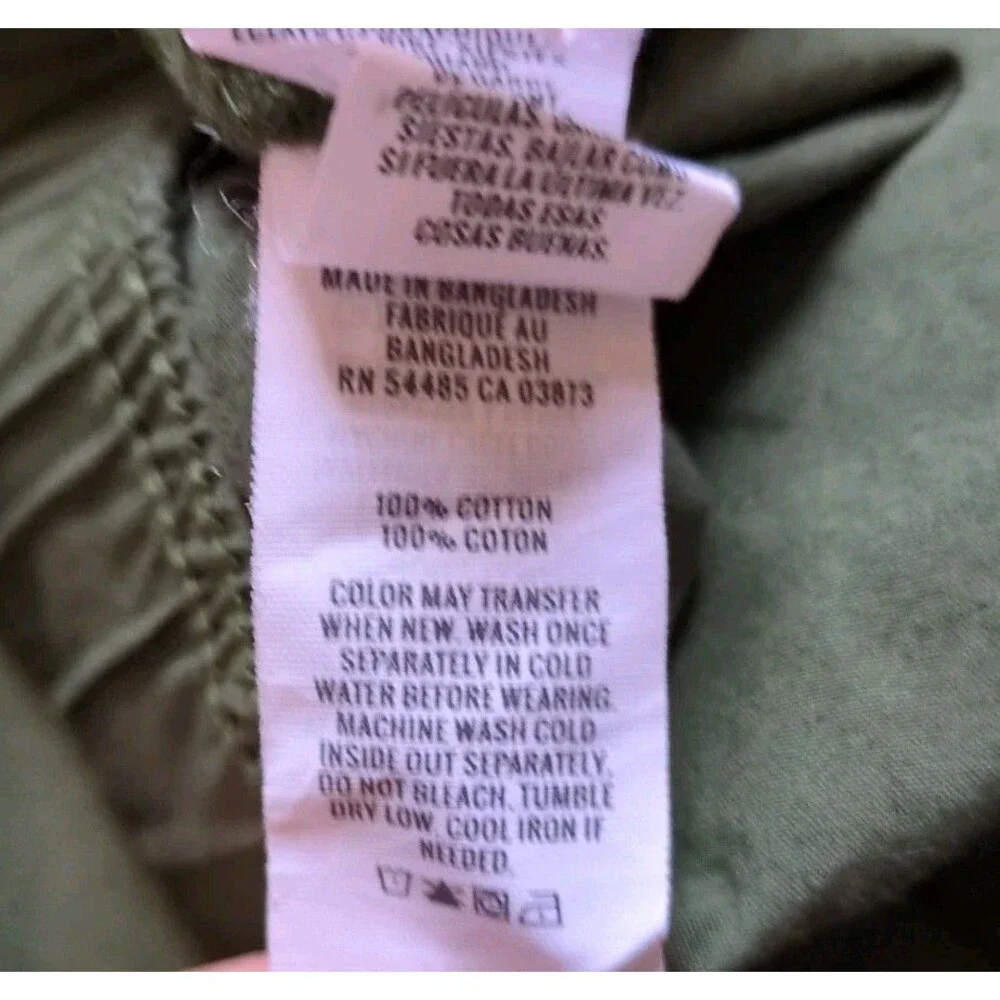 Aerie Avenue Baggy Cargo Pants Womens L Green Flame 100% Cotton Wide Leg Boho - Picture 12 of 12